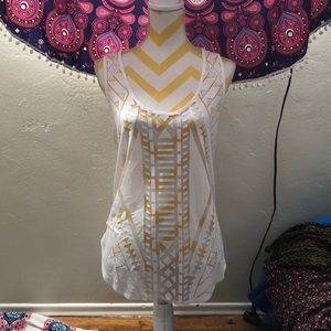 White Tribal Print Tank Top